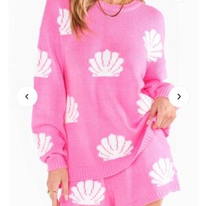 Show Me Your Mumu Pink Shell Pattern Shorts And Sweater Set